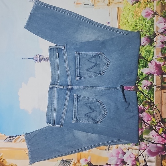 Mother High Waisted Raw Hem Blue Jeans Size 25 - Picture 9 of 9